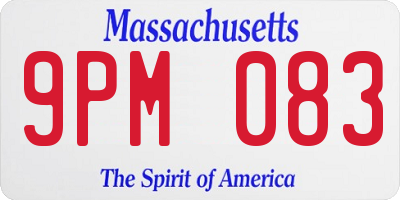MA license plate 9PM083