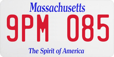 MA license plate 9PM085