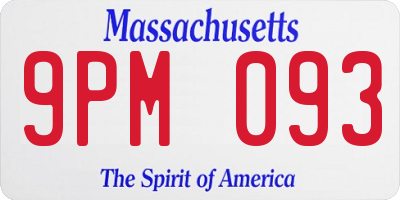 MA license plate 9PM093