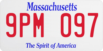 MA license plate 9PM097