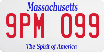 MA license plate 9PM099