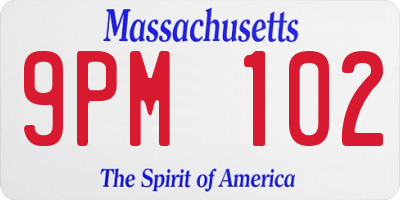 MA license plate 9PM102