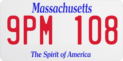 MA license plate 9PM108