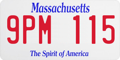 MA license plate 9PM115