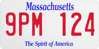 MA license plate 9PM124