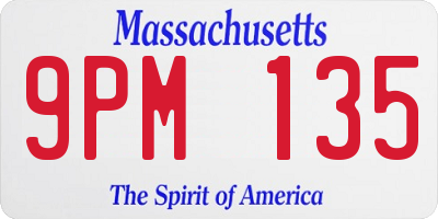 MA license plate 9PM135