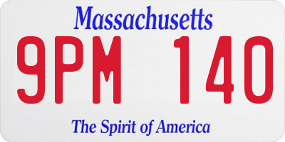 MA license plate 9PM140