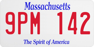 MA license plate 9PM142