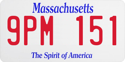 MA license plate 9PM151
