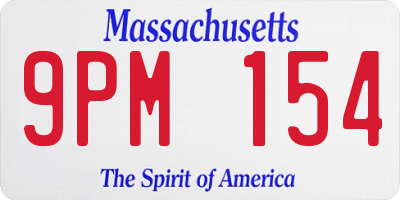 MA license plate 9PM154
