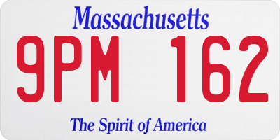 MA license plate 9PM162