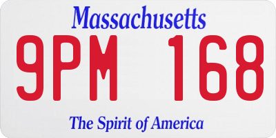 MA license plate 9PM168