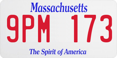 MA license plate 9PM173