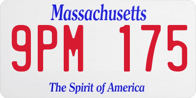 MA license plate 9PM175