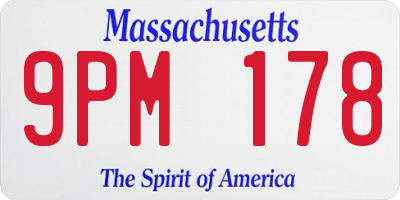 MA license plate 9PM178