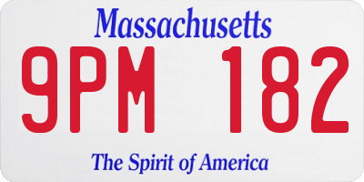 MA license plate 9PM182