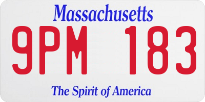 MA license plate 9PM183