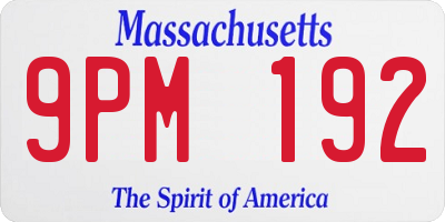 MA license plate 9PM192