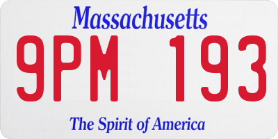 MA license plate 9PM193