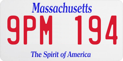 MA license plate 9PM194