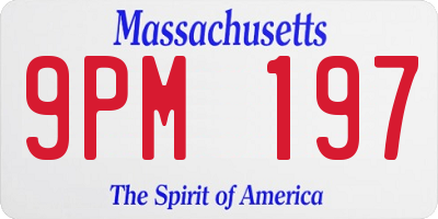MA license plate 9PM197