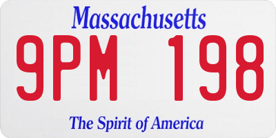 MA license plate 9PM198