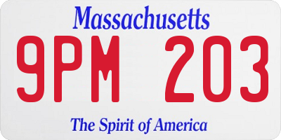 MA license plate 9PM203