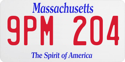 MA license plate 9PM204