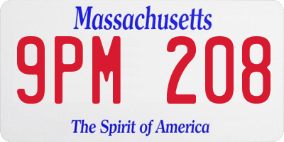 MA license plate 9PM208