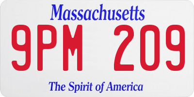 MA license plate 9PM209