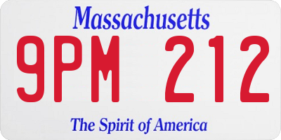 MA license plate 9PM212