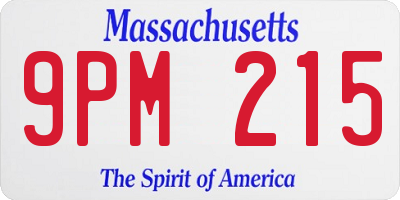 MA license plate 9PM215