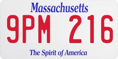 MA license plate 9PM216