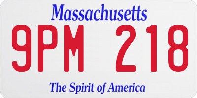 MA license plate 9PM218