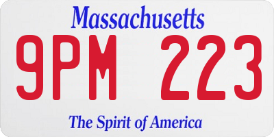 MA license plate 9PM223