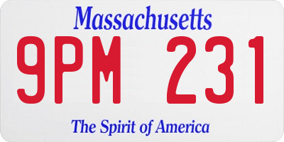 MA license plate 9PM231