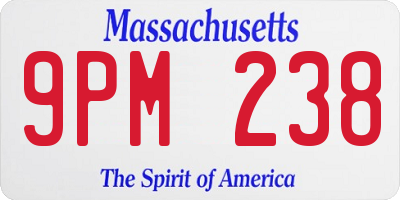 MA license plate 9PM238