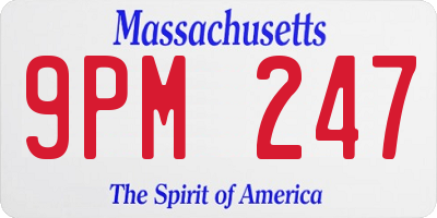 MA license plate 9PM247