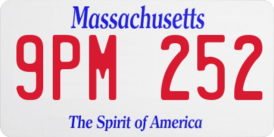 MA license plate 9PM252