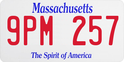 MA license plate 9PM257