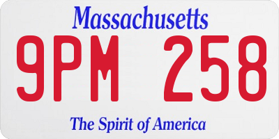 MA license plate 9PM258