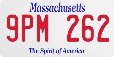MA license plate 9PM262