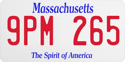 MA license plate 9PM265