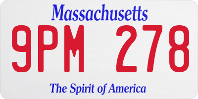 MA license plate 9PM278