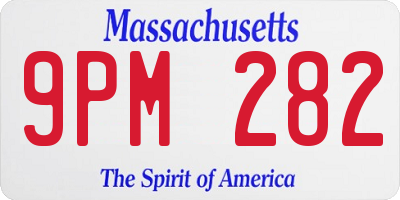 MA license plate 9PM282