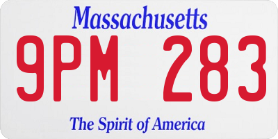 MA license plate 9PM283