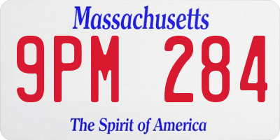 MA license plate 9PM284