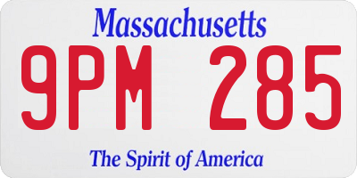 MA license plate 9PM285