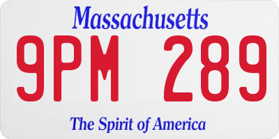 MA license plate 9PM289