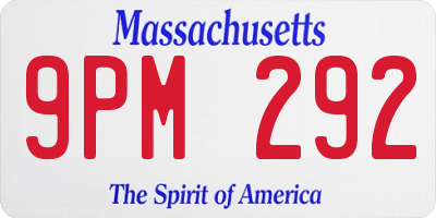 MA license plate 9PM292